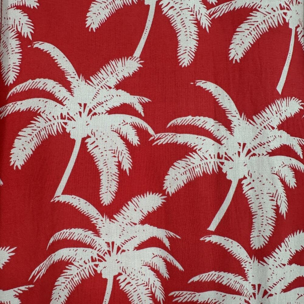 AllSaints Shirt Mens Large Red Palm Tree Hawaiian Camp Button Up Aloha Viscose - Picture 5 of 11